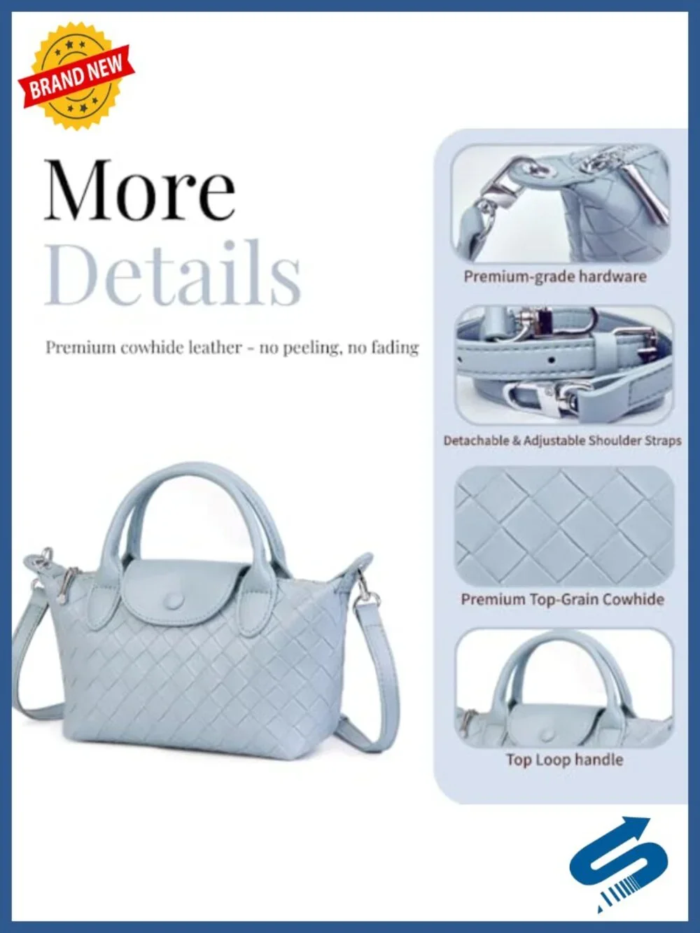 Mini Lightweight Leather Top Handle Satchel Woven Crossbody Women